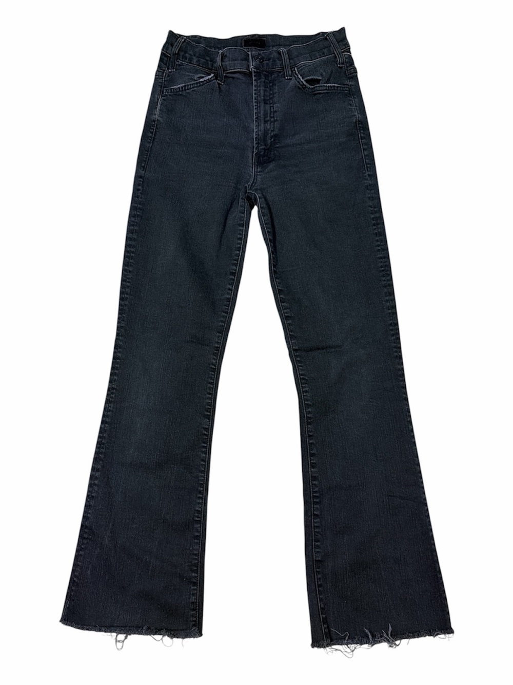 MOTHER The Hustler Ankle Fray Jeans Not Guilty Black High Rise Size 26